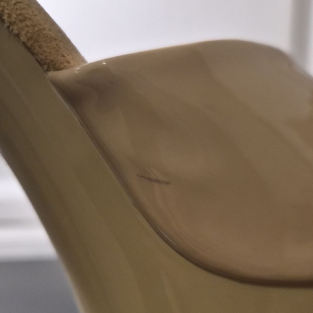 Pleaser Beige Patent Platform Sandals with Ankle Strap - Picture 5 of 11